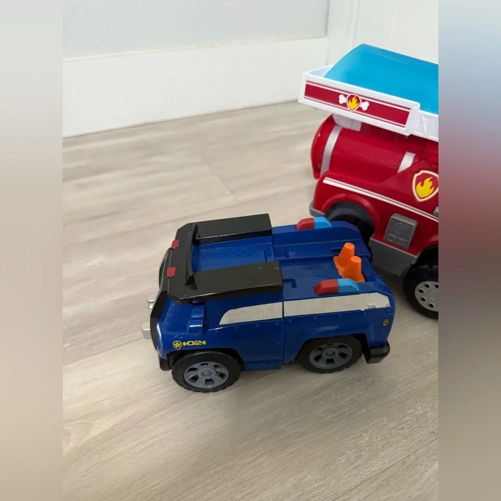 Paw Patrol Fire Truck & Police Truck Toy Bundle Marshall Chase Vehicles